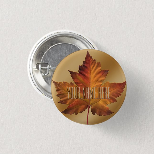 Badge Rond 2,50 Cm Boutons souvenir Canada Érable Feuille d'érable Ép (Devant & derrière)