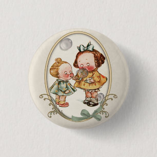 Badge Rond 2,50 Cm Boutons vintages d'illustration d'enfants en bas