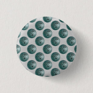 Badge Rond 2,50 Cm Bowling Ball Leopard Turquoise