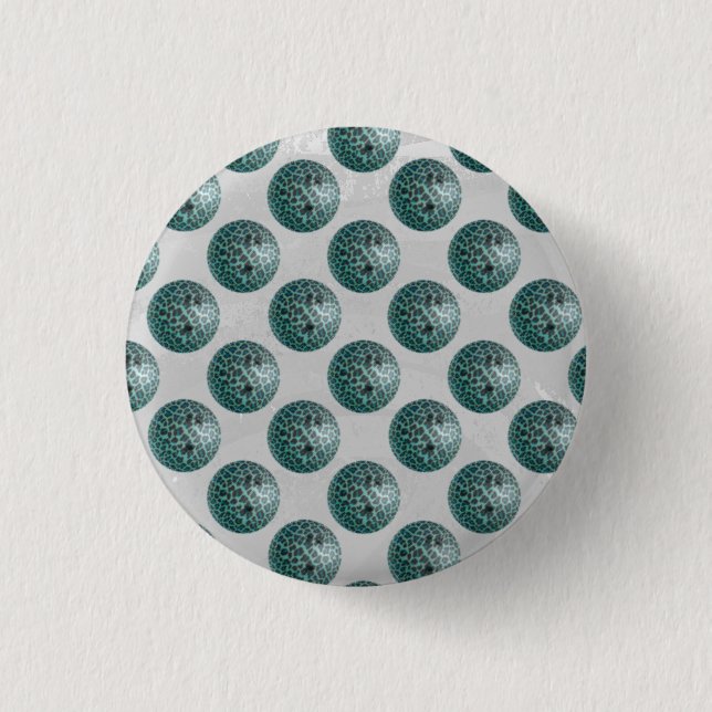 Badge Rond 2,50 Cm Bowling Ball Leopard Turquoise (Devant)