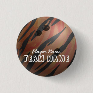 Badge Rond 2,50 Cm Bowling Ball Tiger Orange