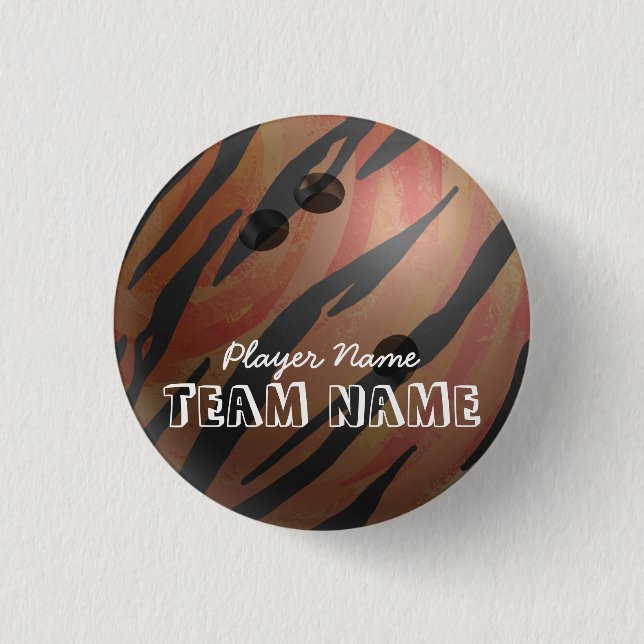 Badge Rond 2,50 Cm Bowling Ball Tiger Orange (Devant)