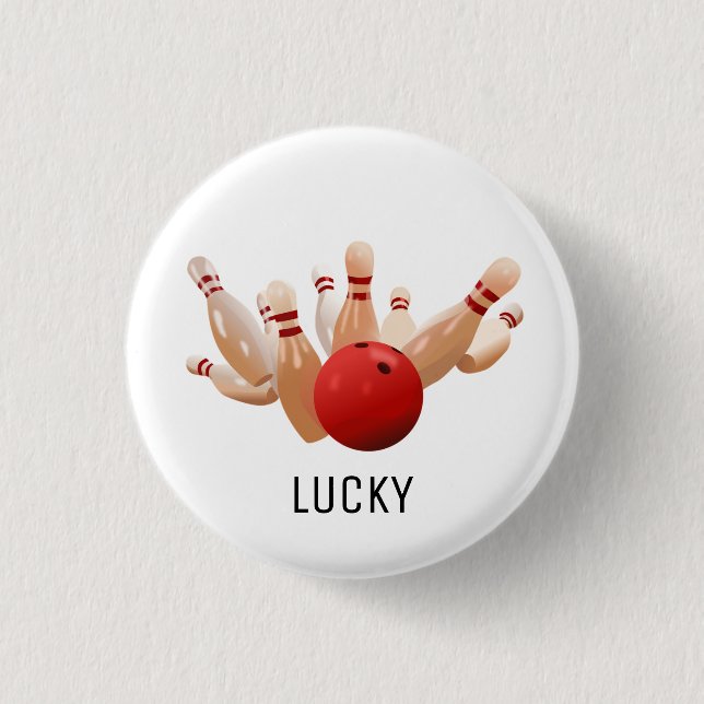 Badge Rond 2,50 Cm Bowling chanceux (Devant)