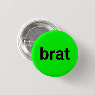Badge Rond 2,50 Cm Brat typographie moderne noir néon vert cool