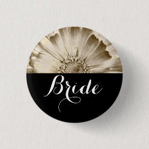 Badge Rond 2,50 Cm Bride Mariage Gold Daisy
