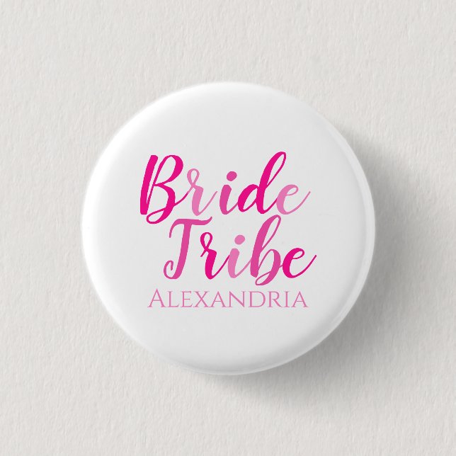 Badge Rond 2,50 Cm Bride Tribe Hot Pink Script Bachelorette (Devant)