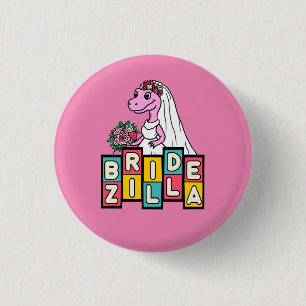 Badge Rond 2,50 Cm Bride Zilla Rétro 