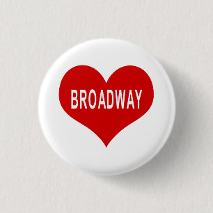 Badge Rond 2,50 Cm BROADWAY Cœur d'amour rouge Bouton