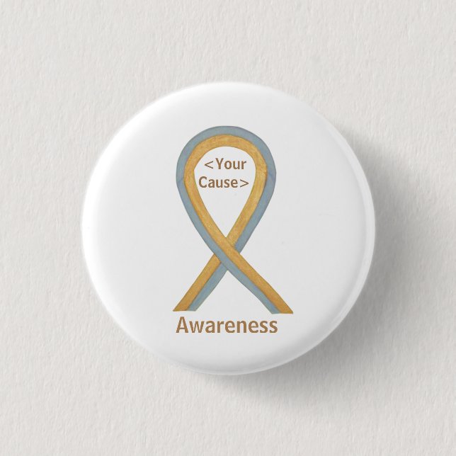 Badge Rond 2,50 Cm Broches Bouton Gris et Gold Sensibilisation (Devant)