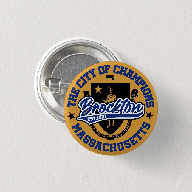 Badge Rond 2,50 Cm Brockton, Massachusetts (Devant & derrière)