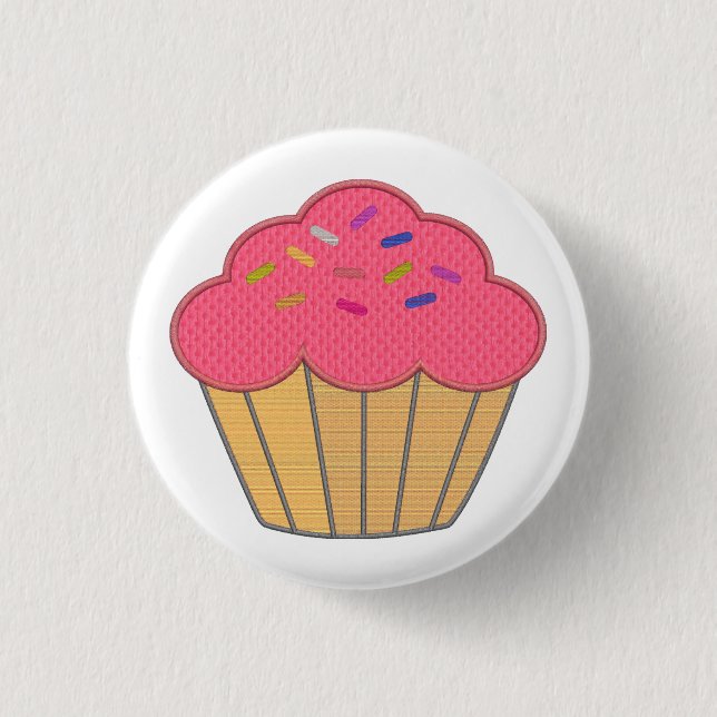 Badge Rond 2,50 Cm Broderie Faux Cupcake fraise Imprimer (Devant)