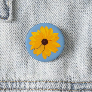 Badge Rond 2,50 Cm Brown Eyed Susan Jaune Fleur