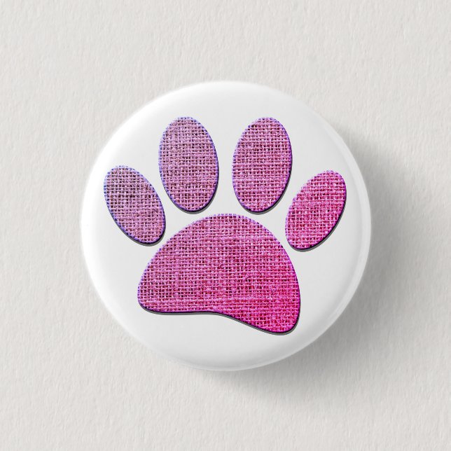 Badge Rond 2,50 Cm Brûlure Paw Dog Imprimer En Rose (Devant)