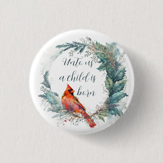 Badge Rond 2,50 Cm Buisson de houx vert doré Cardinal Citation chréti