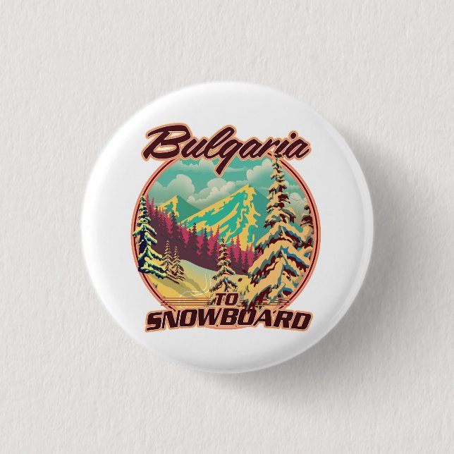 Badge Rond 2,50 Cm Bulgarie à snowboard (Devant)