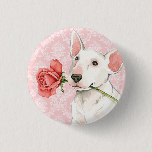 Badge Rond 2,50 Cm Bull-terrier rose de Valentine