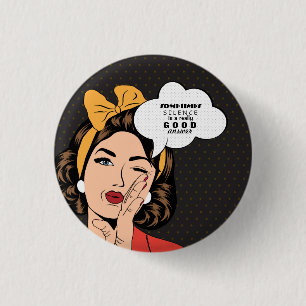 Badge Rond 2,50 Cm Bulle de motivation de la parole de rétro de bruit