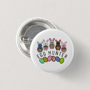 Badge Rond 2,50 Cm Bunnies de Pâques, Chasseur d'Oeufs