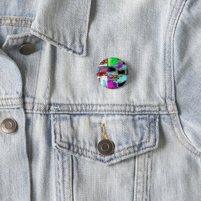 Badge Rond 2,50 Cm Button – Abstract Grid (En situation)