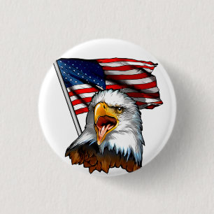 Badge Rond 2,50 Cm Button ~ American Eagle and U.S.A. Flag