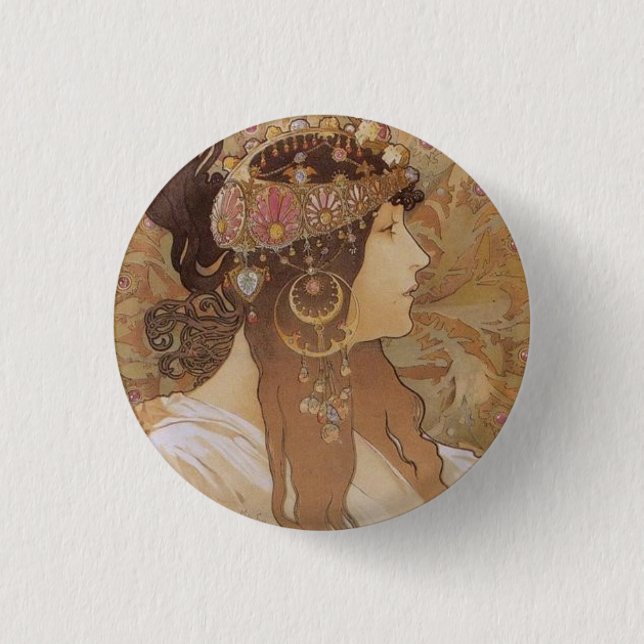 Badge Rond 2,50 Cm Byzantine Head: Brunette (Devant)