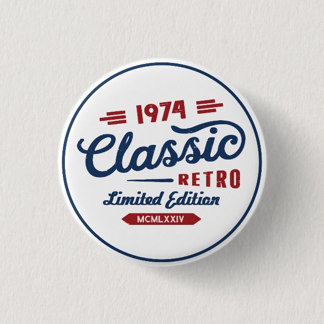 Badge Rond 2,50 Cm Cadeau classique d'anniversaire rétro | Personnali (Devant)