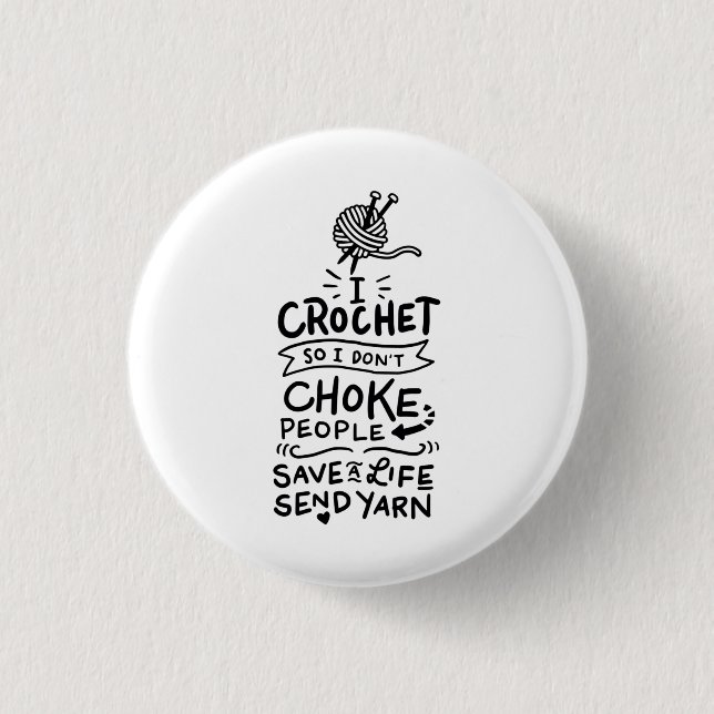 Badge Rond 2,50 Cm Cadeau Crochet Crocheter (Devant)