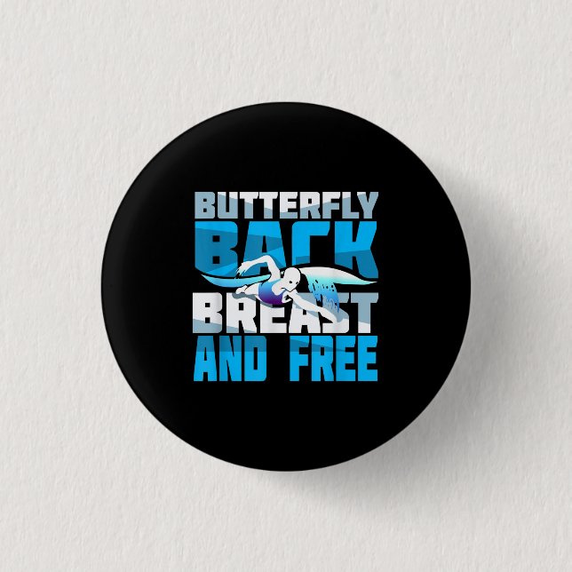 Badge Rond 2,50 Cm Cadeau De Baignade Pour Nageur (Devant)