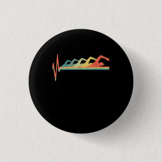 Badge Rond 2,50 Cm Cadeau de natation Heartbeat Premium