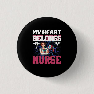 Badge Rond 2,50 Cm Cadeau infirmière Mon coeur appartient à l'infir