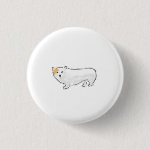 Badge Rond 2,50 Cm Cadeau minimaliste Corgi blanc dessiné à la main