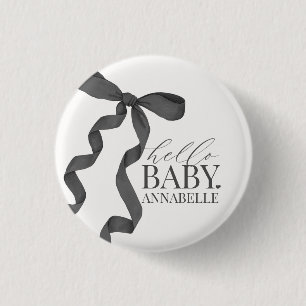 Badge Rond 2,50 Cm Cadeaux de Naissance Fille Bonjour Bébé Noir Arc G