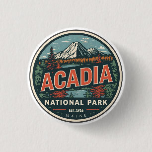 Badge Rond 2,50 Cm Cadeaux de plein air vintage du parc national d'Ac