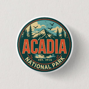 Badge Rond 2,50 Cm Cadeaux de plein air vintage du parc national d'Ac