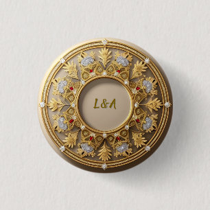 Badge Rond 2,50 Cm Cadre circulaire doré élégant