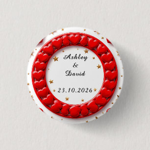 Badge Rond 2,50 Cm Cadre de cœurs rouges