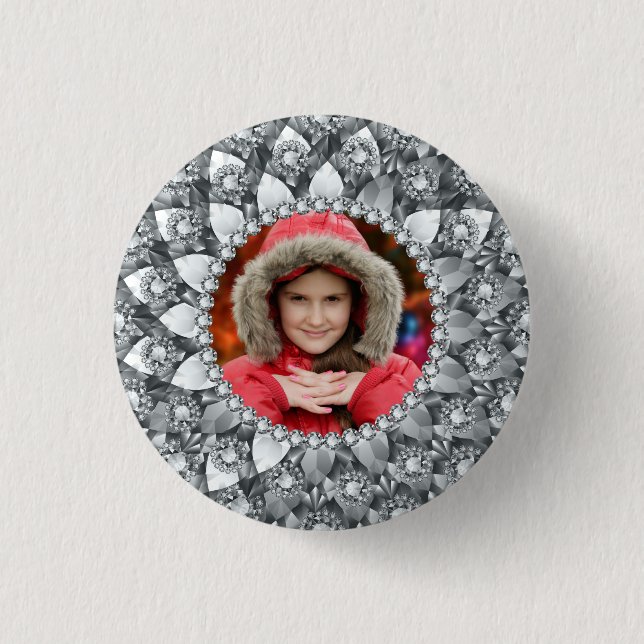 Badge Rond 2,50 Cm Cadre photo en diamants blancs (Devant)