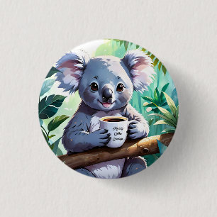 Badge Rond 2,50 Cm Café Cosy Jungle Koala