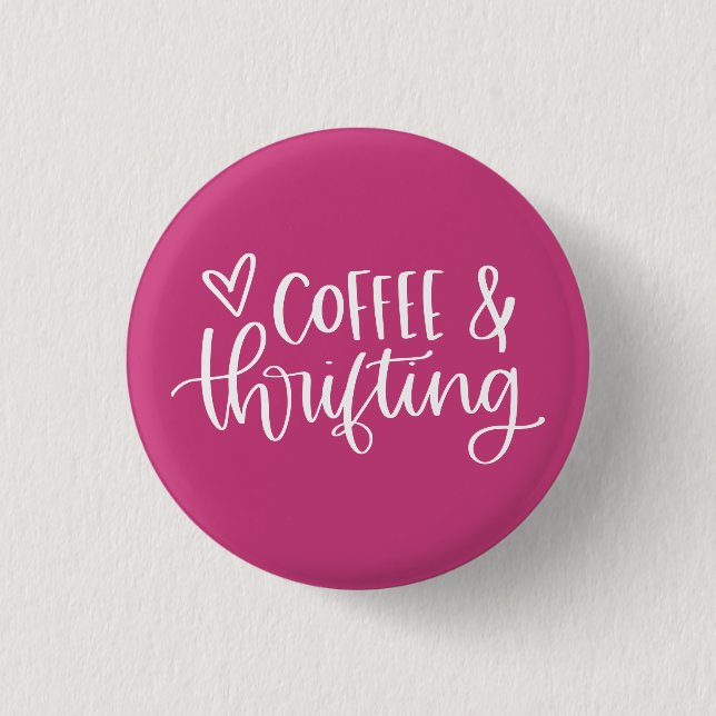 Badge Rond 2,50 Cm Café & Éclairage rose chaud (Devant)