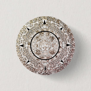 Badge Rond 2,50 Cm Calendrier du disque solaire Aztec