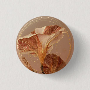 Badge Rond 2,50 Cm Calla Lily Botanique Orange Brûlé