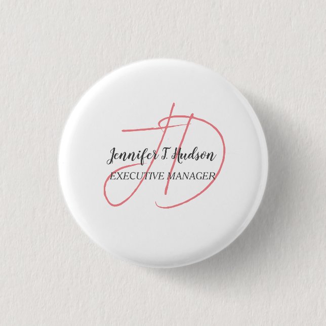 Badge Rond 2,50 Cm Calligraphie classique tendance monogramme (Devant)