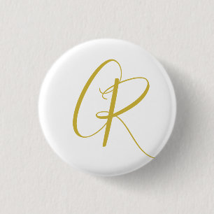 Badge Rond 2,50 Cm Calligraphie couleur or monogramme moderne minimal