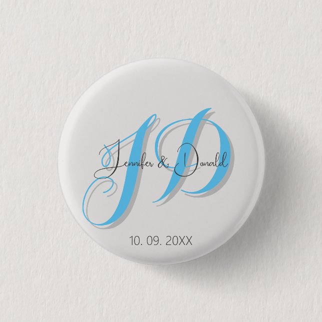Badge Rond 2,50 Cm Calligraphie tendance monogramme de script classiq (Devant)
