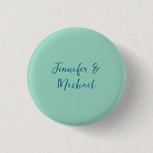 Badge Rond 2,50 Cm Calligraphie turquoise minimaliste professionnelle