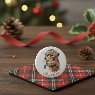 Badge Rond 2,50 Cm Camel de Noël, personnalisable