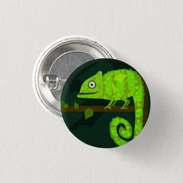 Badge Rond 2,50 Cm Caméléon vert mignon (Devant & derrière)