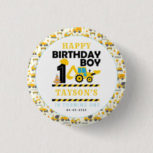 Badge Rond 2,50 Cm Camion de Construction 1er Anniversaire Fête Enf