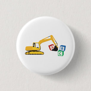 Badge Rond 2,50 Cm Camion de construction d'excavateur ABC