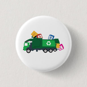 Badge Rond 2,50 Cm Camion de recyclage ABC